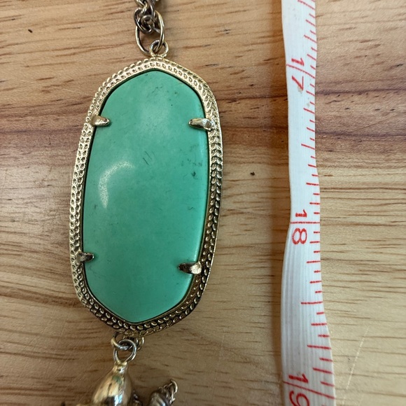 Kendra Scott Rayne Pendant Green and Gold Necklace with Tassel, Long - Picture 10 of 14